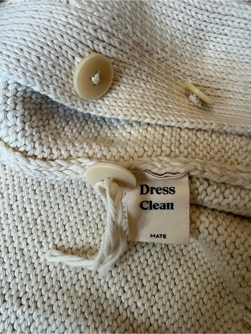 MATE the Label Organic Cotton Chunky Cardigan Cream XS/S Oversized - Picture 6 of 7